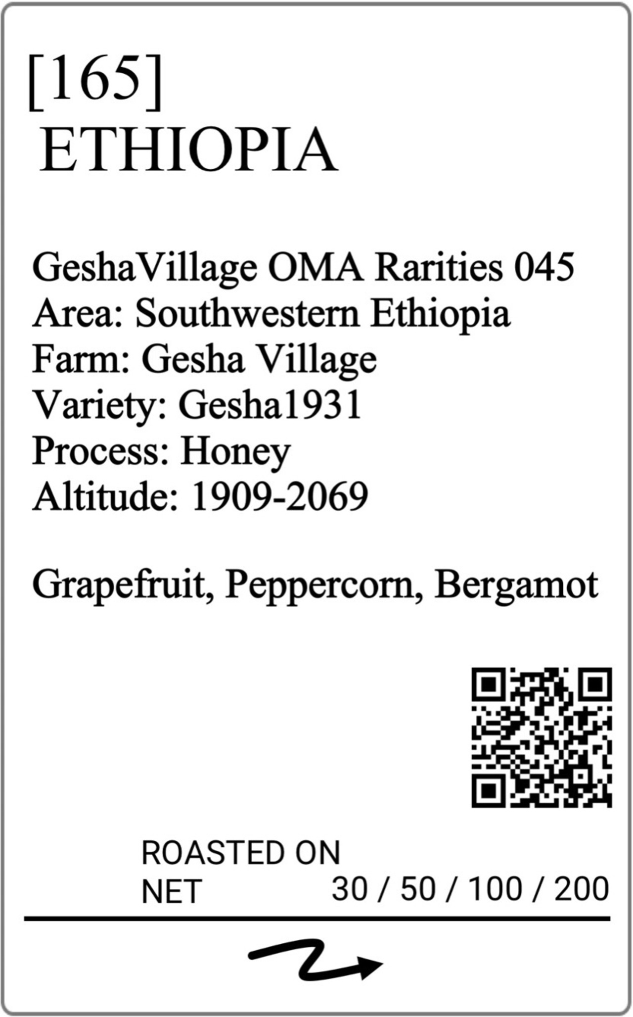 ETHIOPIA GESHAVILLAGE OMA LOT045 GESHA1931 HONEY