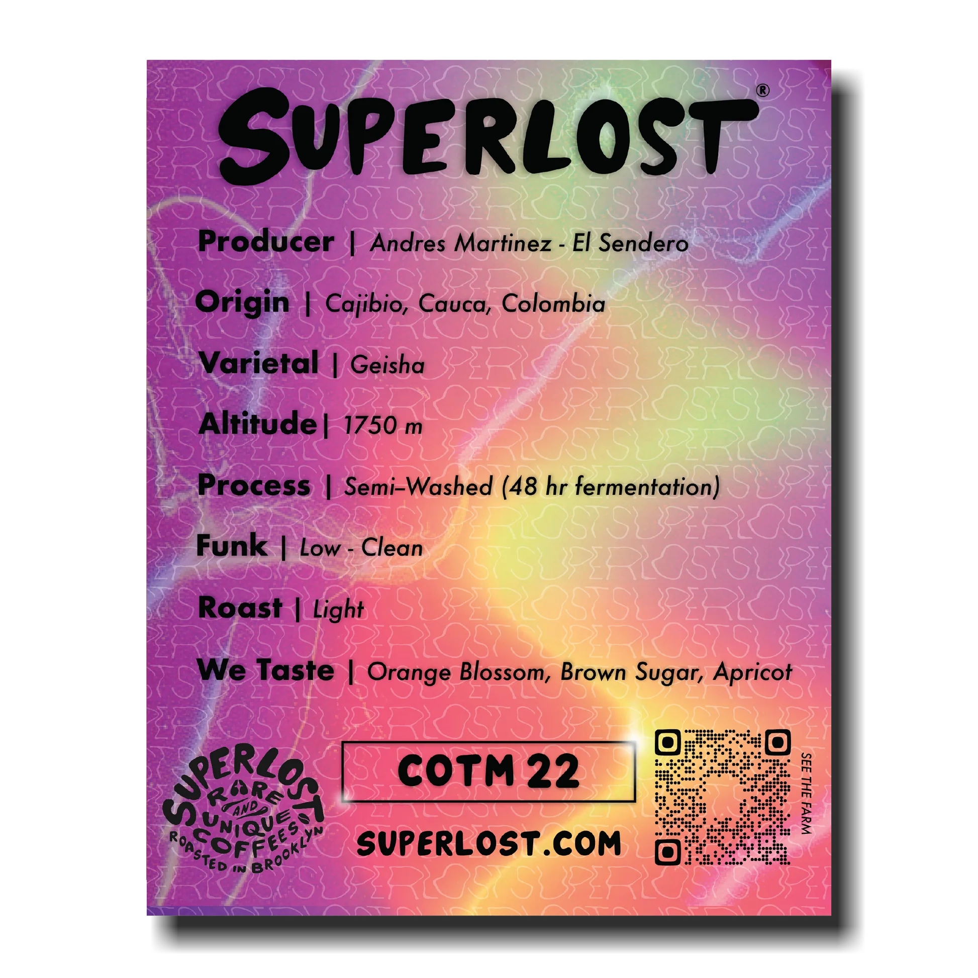 COTM 22 (Andres Martinez, El Sendero | Semi-Washed Gesha)